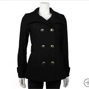 Jessica Simpson Black Pea Coat with gold hardware buttons